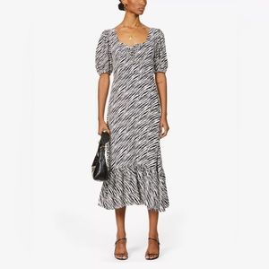 FAITHFULL THE BRAND NWT Gabriela Midi Dress, Animal Print, Size Medium